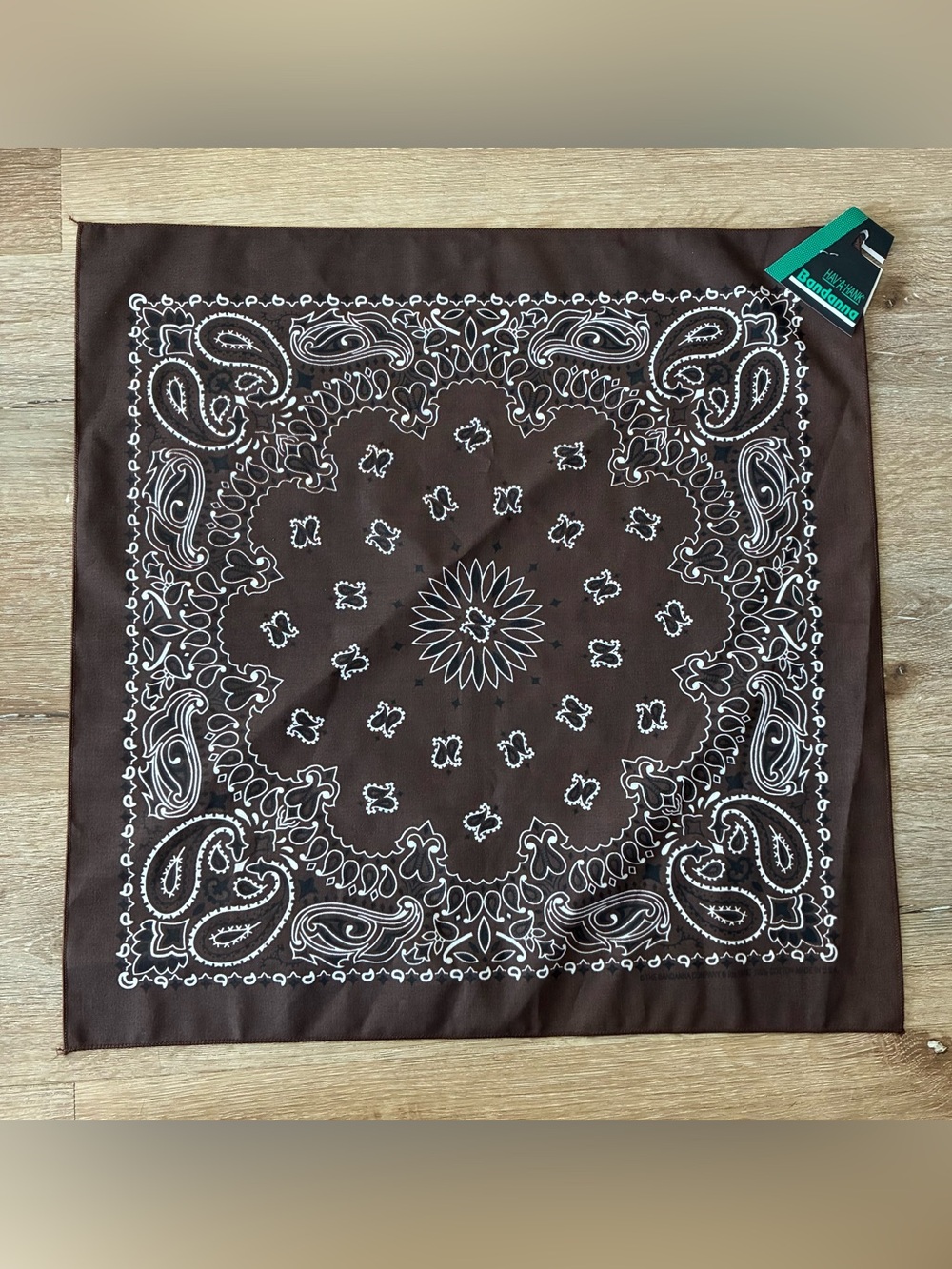 HAV-A-HANK Brown Paisley Bandana 21”x21” New With Tags USA Made Cotton